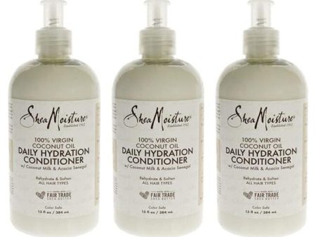 100 Percent Virgin Coconut Oil Daily Hydration Conditioner by Shea Moisture for Unisex - 13 oz Conditioner - Pack of 3 Supply