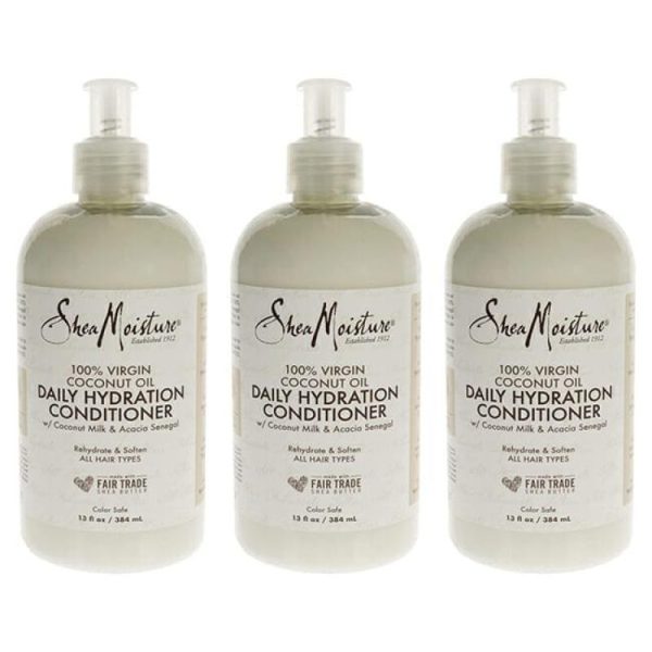 100 Percent Virgin Coconut Oil Daily Hydration Conditioner by Shea Moisture for Unisex - 13 oz Conditioner - Pack of 3 Supply