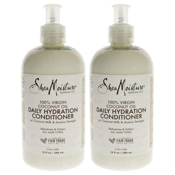 100% Virgin Coconut Oil Daily Hydration Conditioner - Pack of 2 by Shea Moisture for Unisex - 13 oz Conditioner on Sale