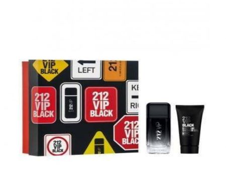 212 Vip Black 2 Pcs Set For Men: 3.4 Eau De Parfum Spray + 3.4 Shower Gel (Hard Box) Online now