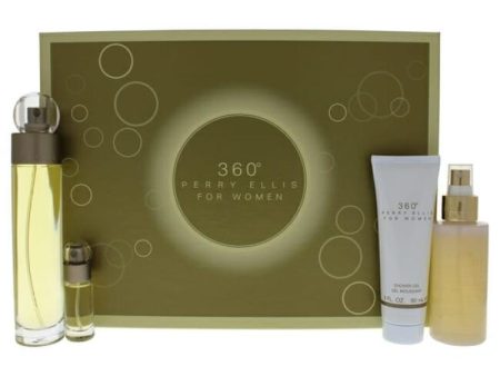 360 by Perry Ellis for Women - 4 Pc Gift Set 3.4oz EDT Spray, 4oz Body Mist Spray, 3oz Shower Gel, 0.25oz EDT Spray on Sale