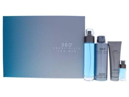 360 by Perry Ellis for Men - 4 Pc Gift Set 3.4oz EDT Spray, 6oz Deodorizing Body Spray, 3.0oz Shower Gel, 0.25oz EDT Spray on Sale